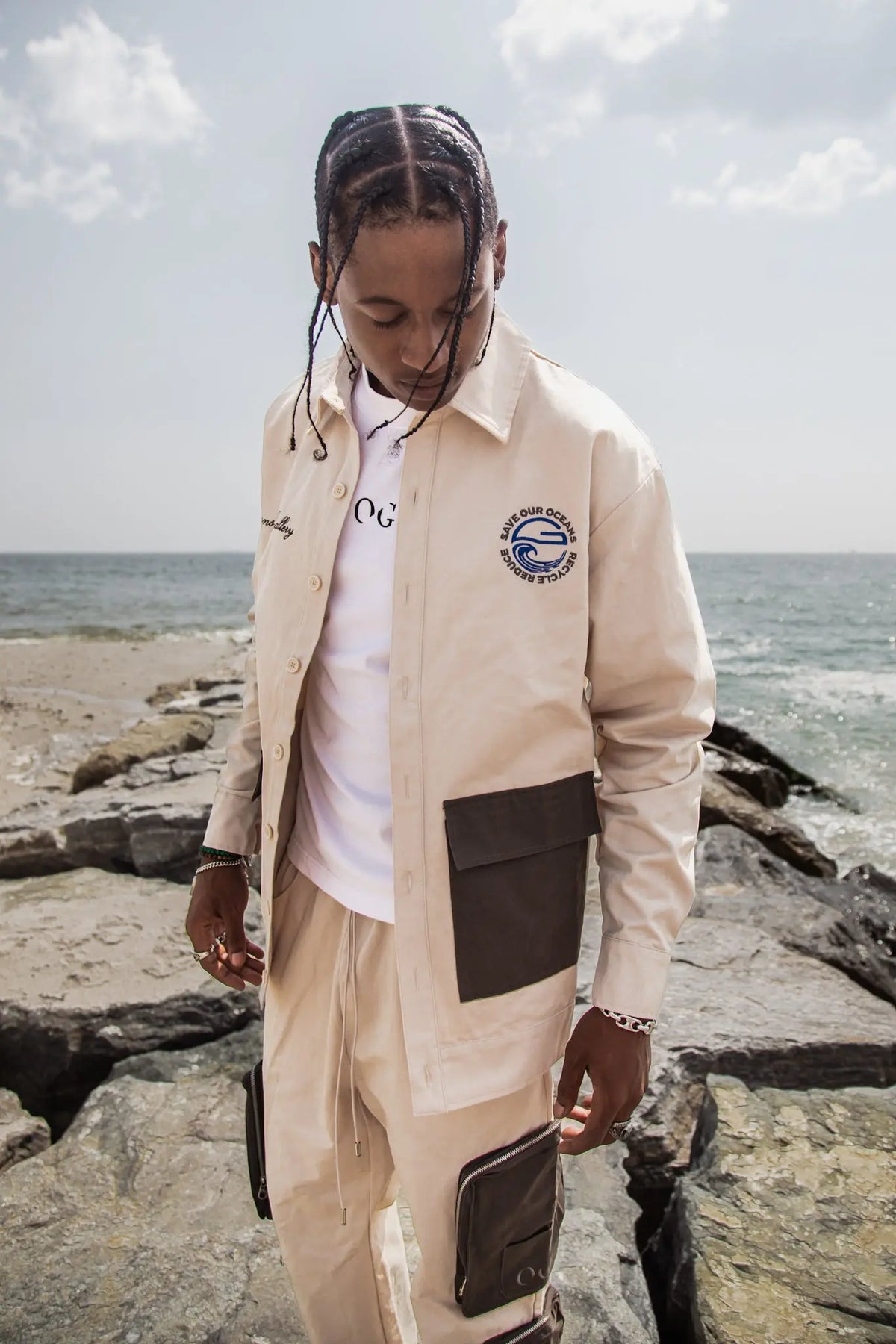 Voyage Twill Shacket layered look