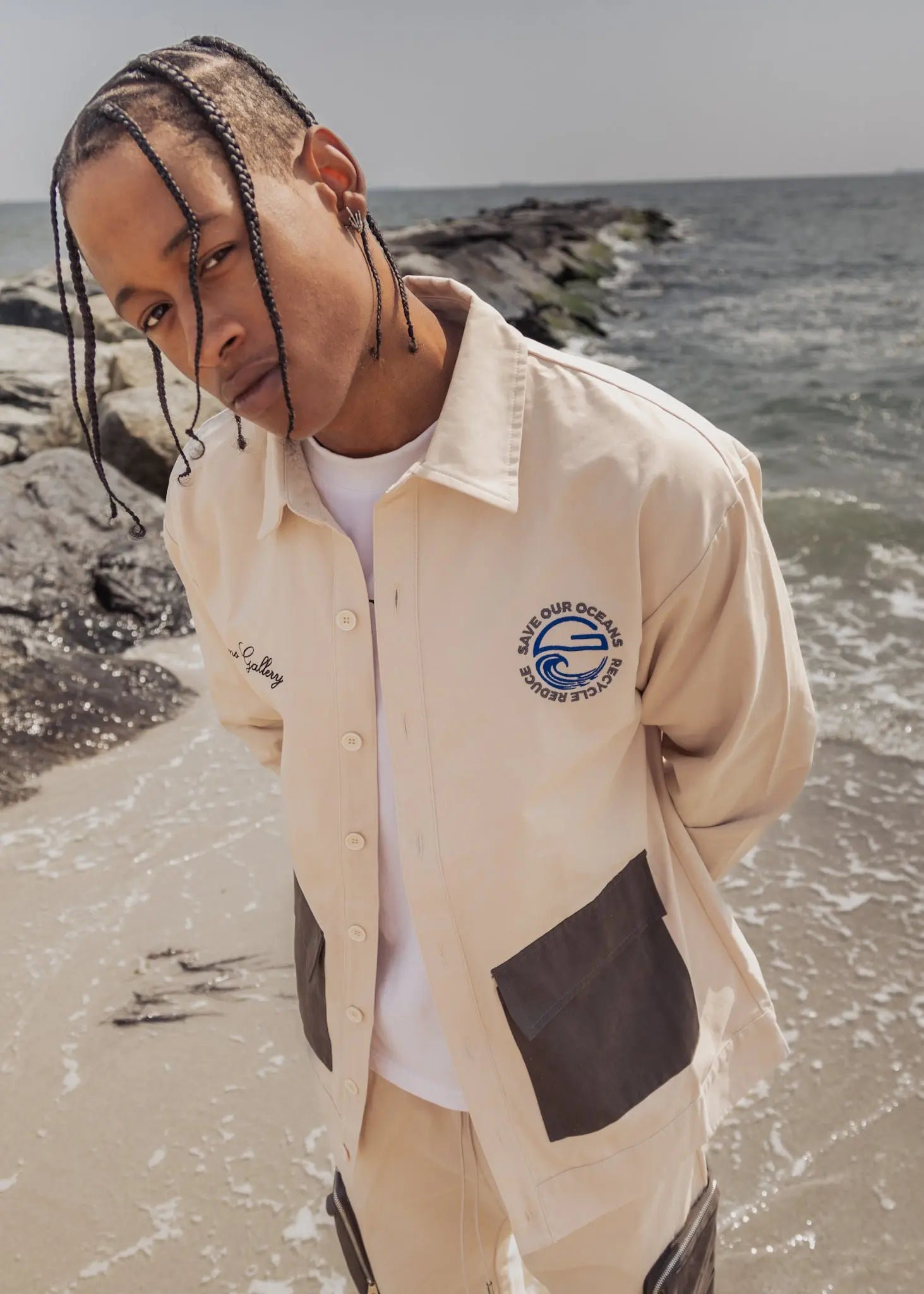 Cotton Twill Collared Shacket | OCEANS GALLERY